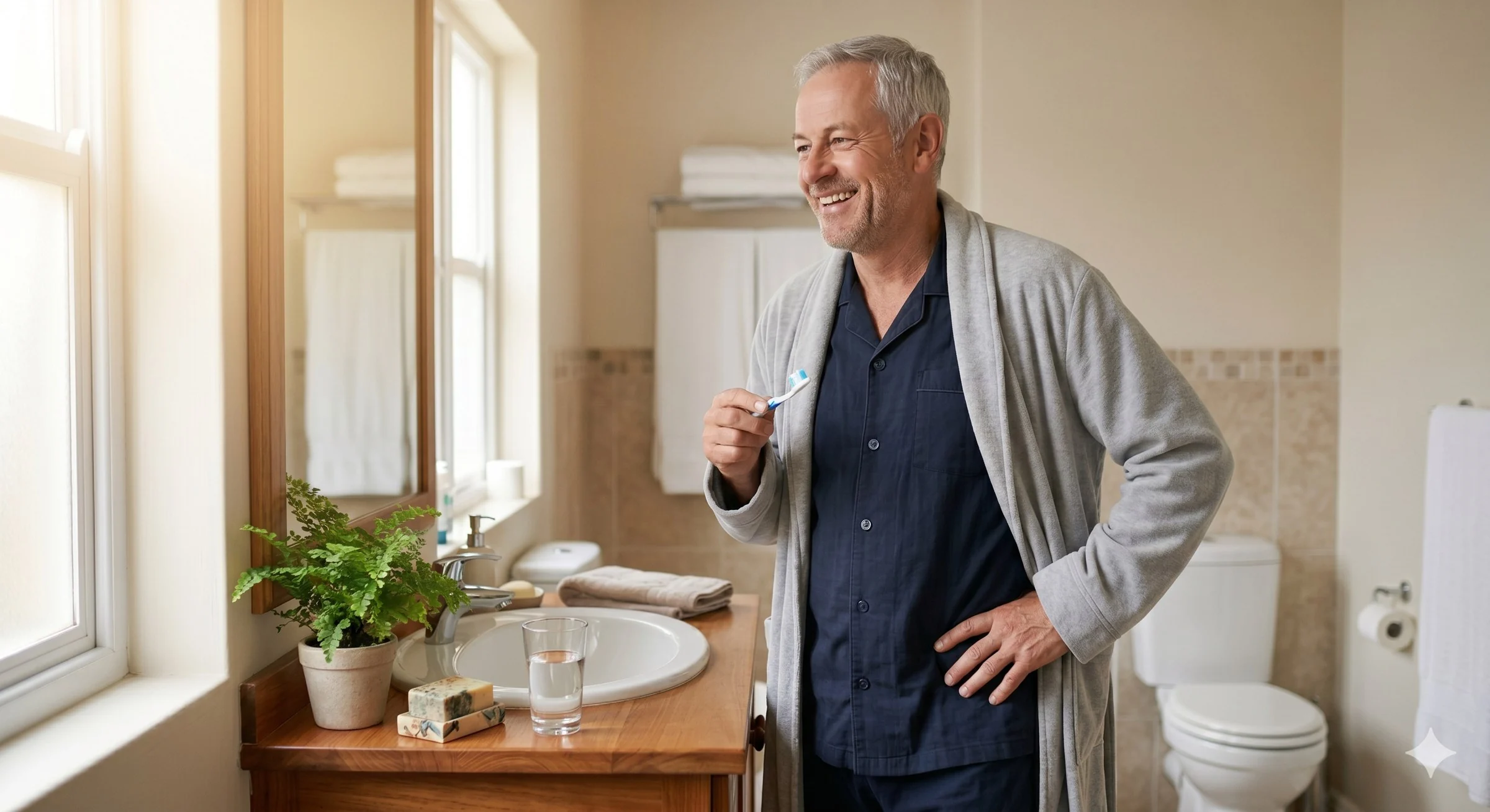 Homme senior serein, traitement de la prostate au laser EchoLaser TPLA